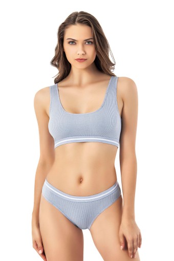 KOTA - Kota Kadın Büstiyer Takım Pedli Kaşkorse Lastikleri Çizgili Pamuklu