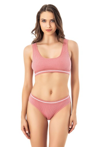 KOTA - Kota Kadın Büstiyer Takım Pedli Kaşkorse Lastikleri Çizgili Pamuklu (1)