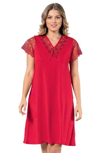 KOTA - Kota Kadın Gecelik Yarım Kol Dantelli Viskon