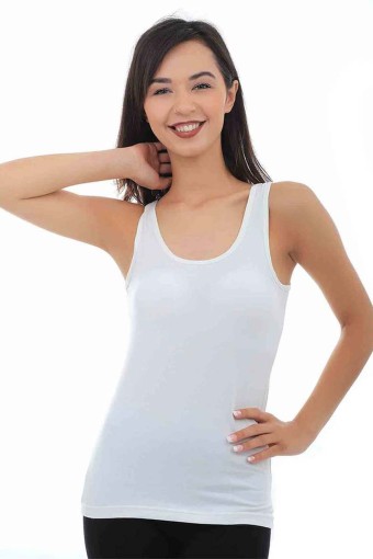 KOTA - Kota Kadın Atlet Geniş Askılı Pamuklu - Beyaz - L