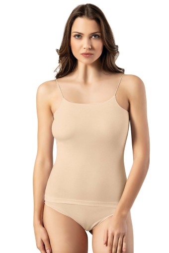 KOTA - Kota Kadın Atlet İp Askılı Modelli Penye - Ten - 2XL