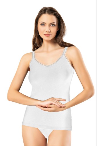 KOTA - Kota Kadın Atlet İp Askılı Yakası Ve Askısı Penye - Beyaz - M