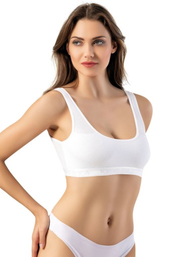 KOTA - Kota Kadın Büstiyer Kalın Askılı Penye Pedli Kaşkorse - Beyaz - 70-75