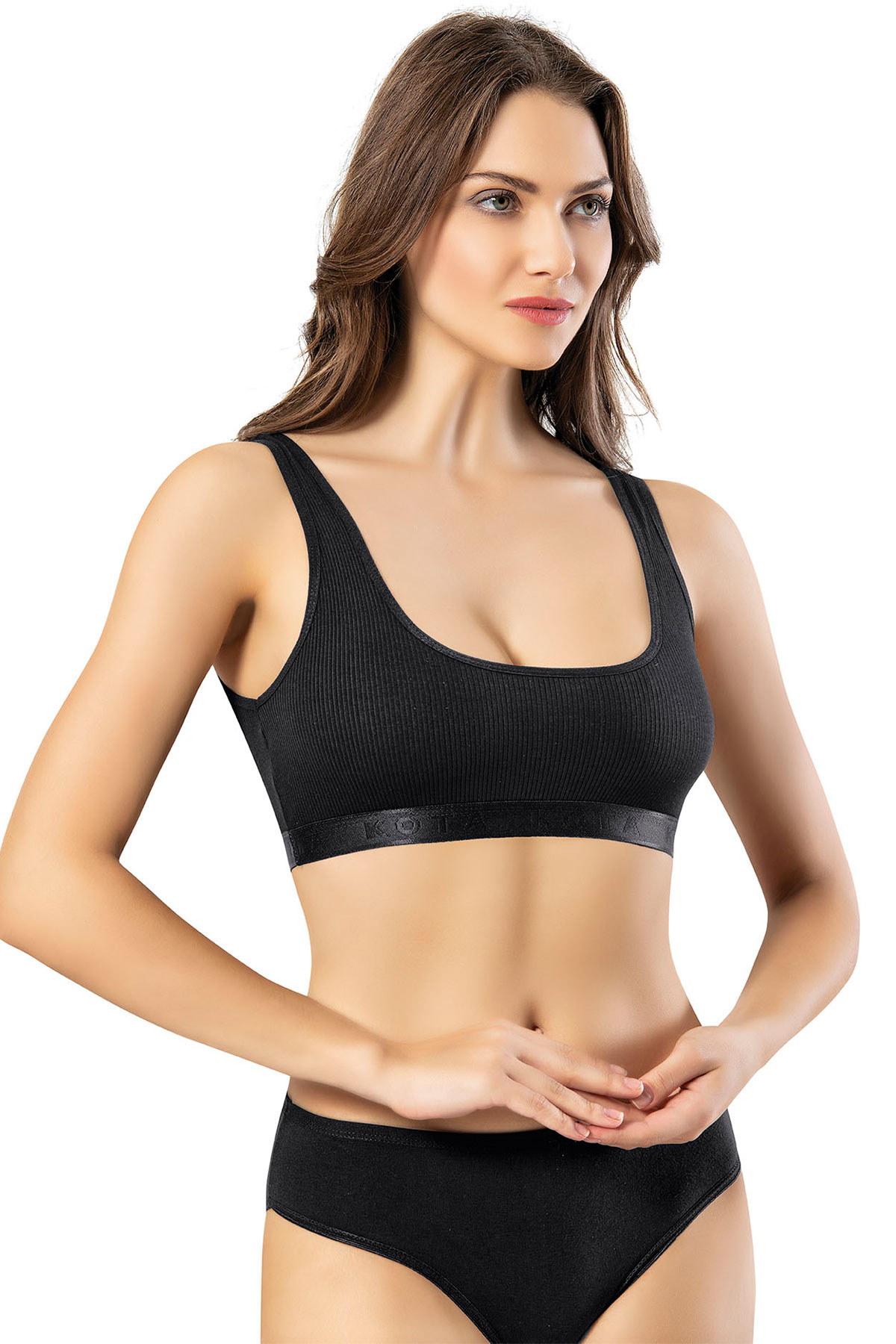 Kota Kadın Büstiyer Kalın Askılı Penye Pedli Kaşkorse - Beyaz - 70-75 - Thumbnail