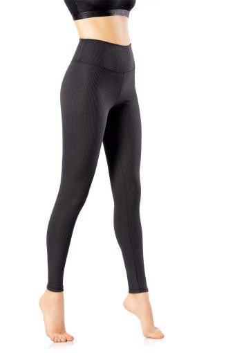 KOTA - Kota Kadın Tayt Yüksek Bel Fitilli Dalgıç - Siyah - 2XL