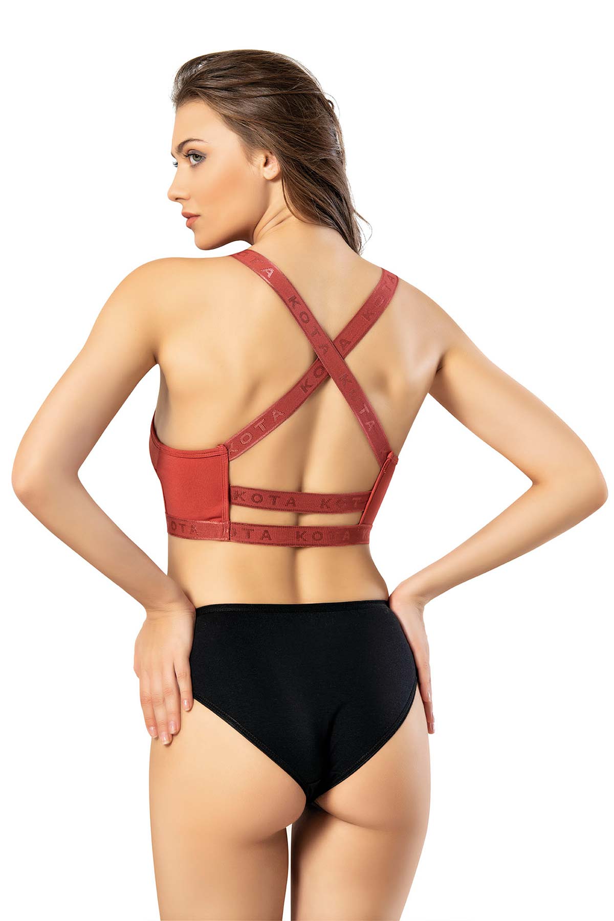 Kota Kadın Tek Büstiyer Alt Detayı Yazılı Sırtı Çapraz Detaylı Yazılı Göğsü Pedli Dalgıç - Thumbnail