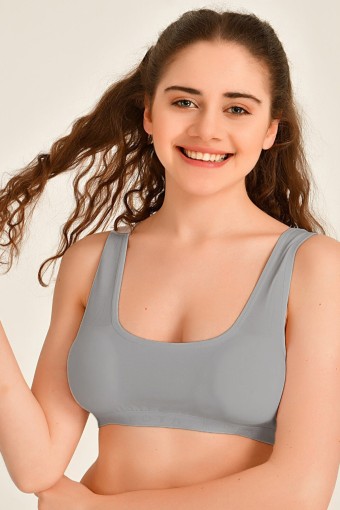 KOTA - Kota Kadın Tek Büstiyer Pedli Kalın Askılı Pamuklu - Gri - 100-105