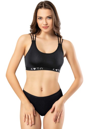 KOTA - Kota Kadın Tek Büstiyer Sırtı İp Detaylı Göğsü Pedli Alt Kısmı Yazılı Dalgıç