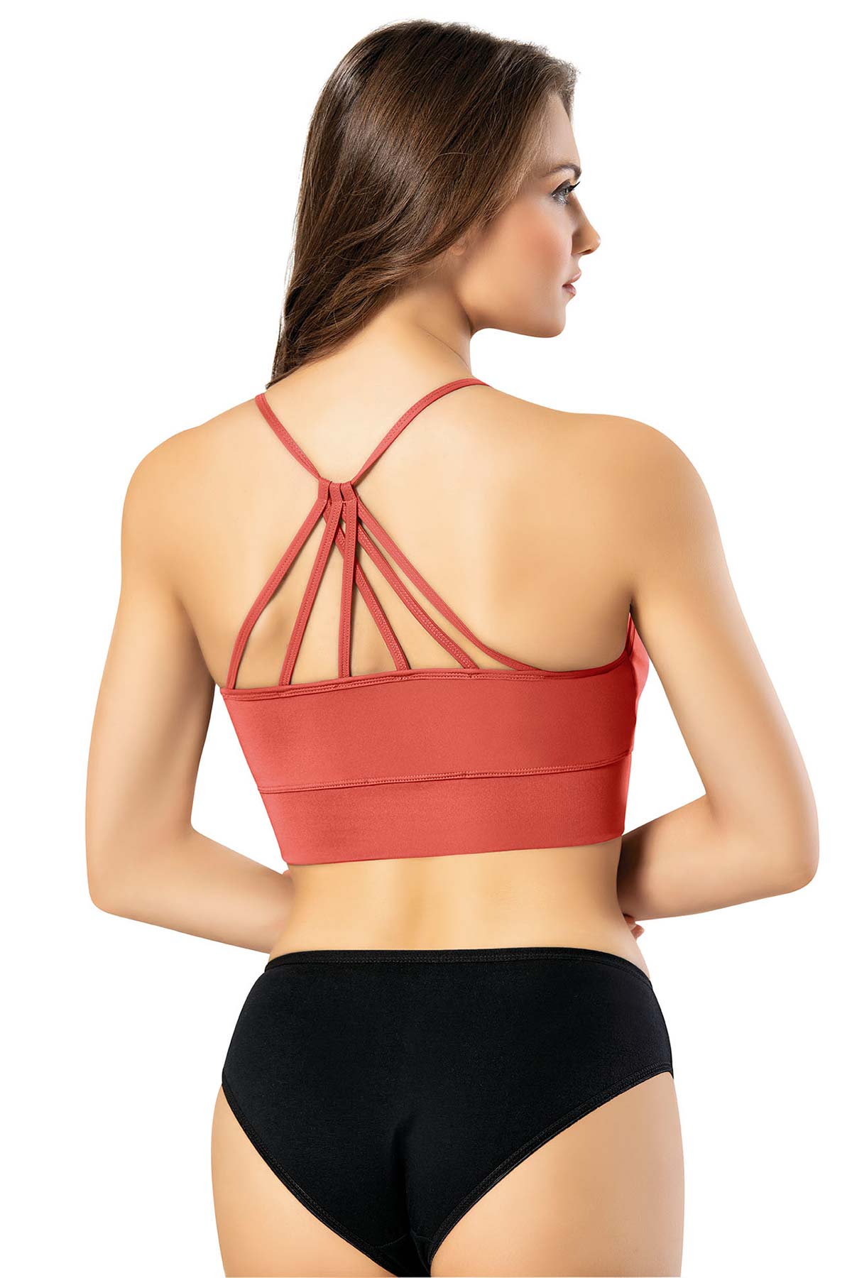 Kota Kadın Tek Büstiyer Sırtı İp Detaylı Göğsü Pedli Dalgıç - Thumbnail