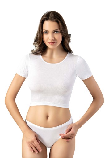 KOTA - Kota Kadın Tek Büstiyer Yuvarlak Yaka Yarım Kol Ribana