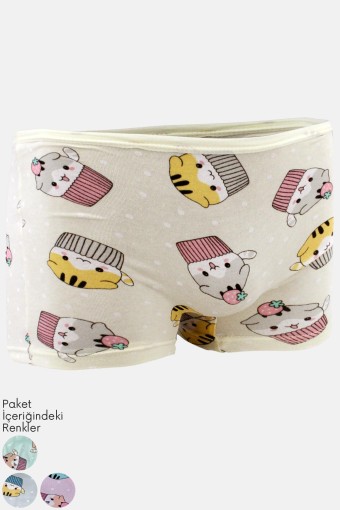 KOTA - Kota Kız Çocuk Boxer Dondurma Desenli Penye