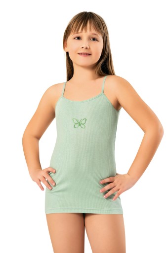 KOTA - Kota Kız Çocuk İp Askılı Atlet Kaşkorse Kabartma Baskılı Modal