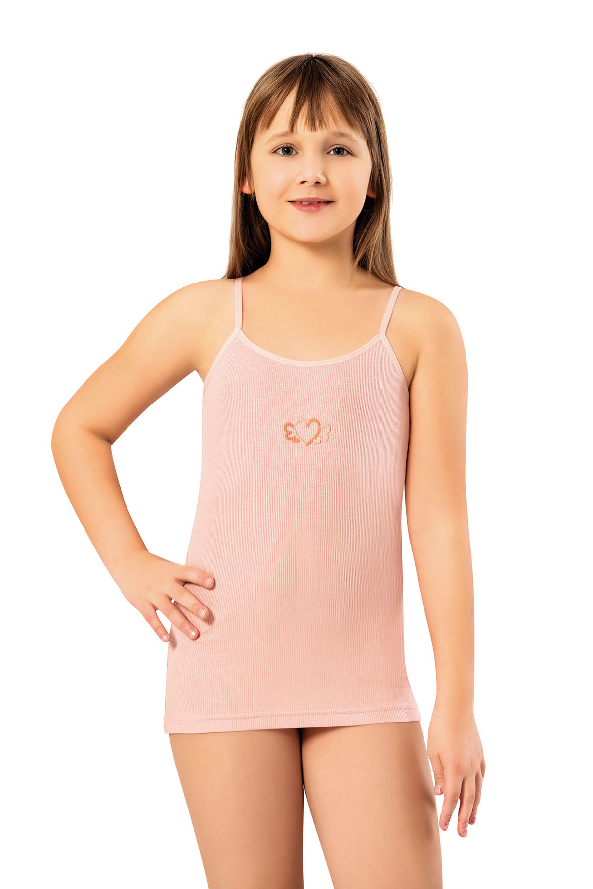 Kota Kız Çocuk İp Askılı Atlet Kaşkorse Kabartma Baskılı Modal - Thumbnail