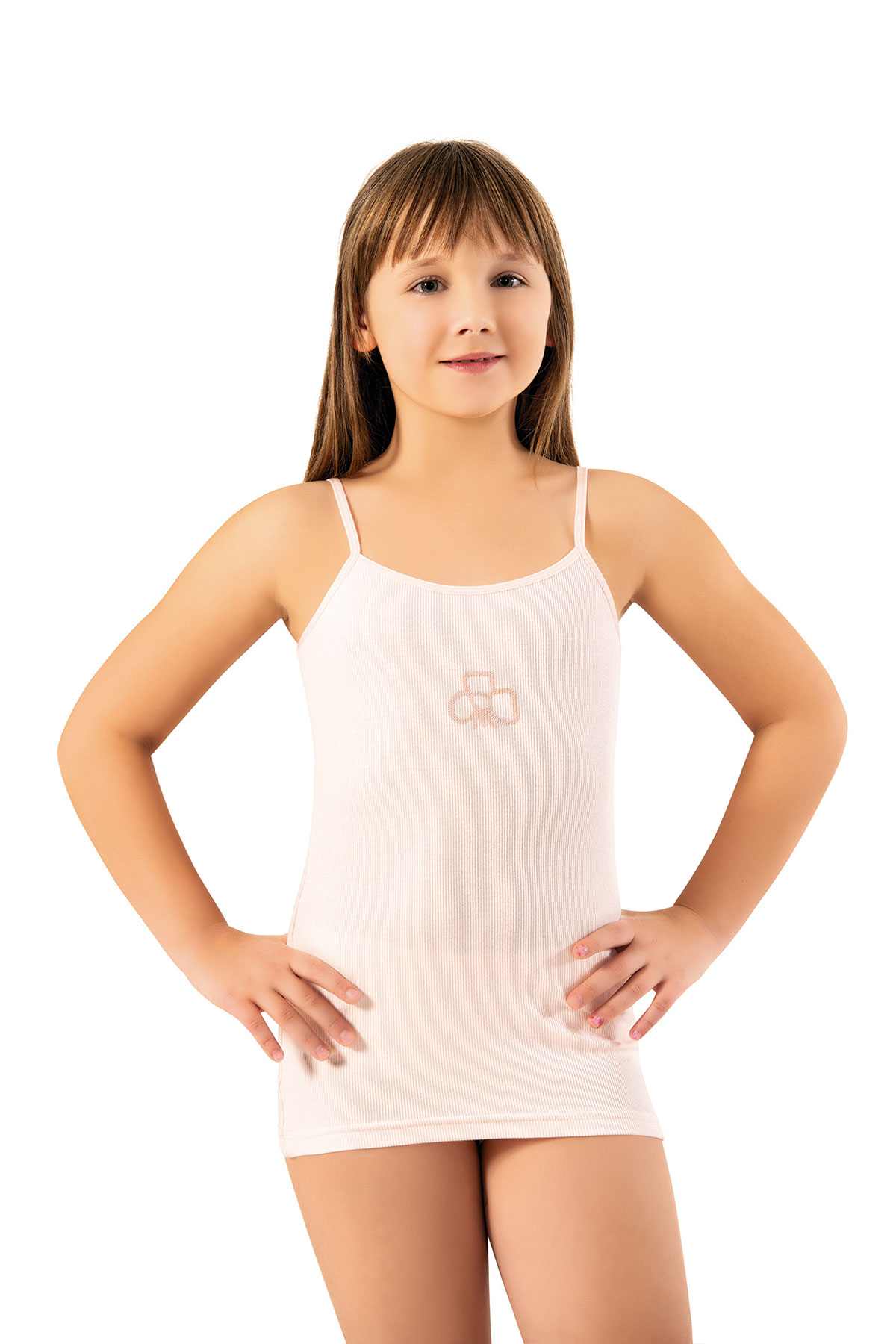 Kota Kız Çocuk İp Askılı Atlet Kaşkorse Kabartma Baskılı Modal - Thumbnail