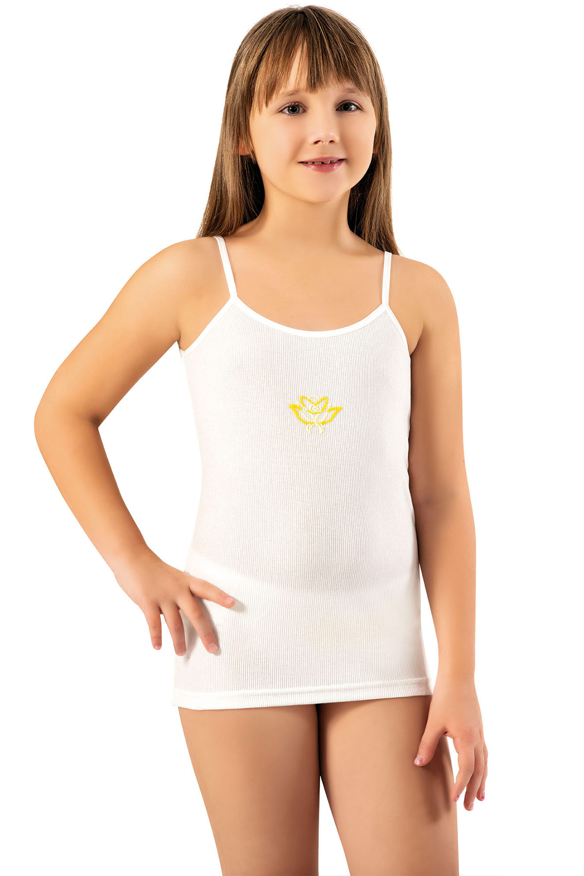 Kota Kız Çocuk İp Askılı Atlet Kaşkorse Kabartma Baskılı Modal - Thumbnail