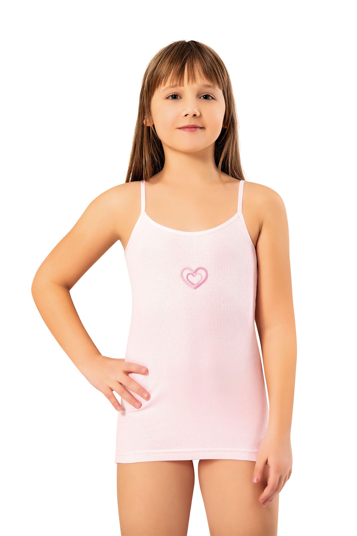 Kota Kız Çocuk İp Askılı Atlet Kaşkorse Kabartma Baskılı Modal - Thumbnail