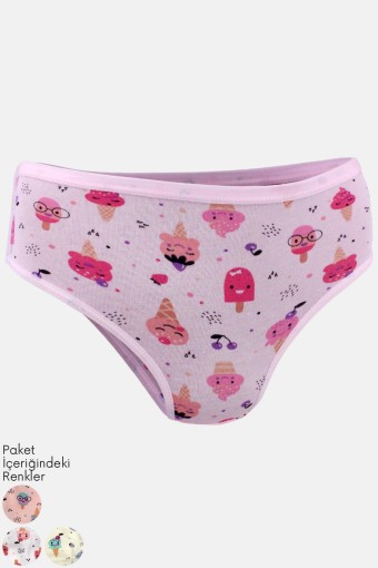 KOTA - Kota Kız Çocuk Slip Külot Dondurma Desenli Penye