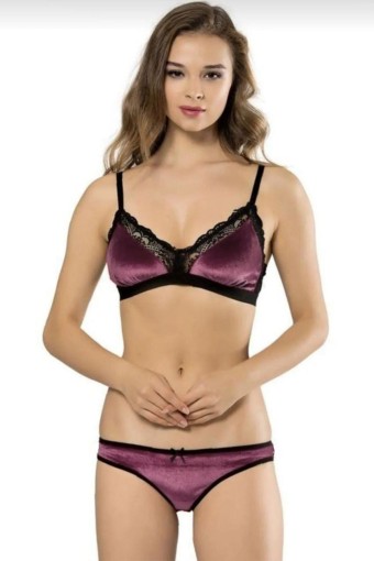 KOZA - Koza Kadın Bralet Takım Dantelli Kadife - Gülkurusu/1