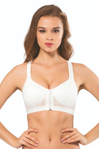 KOZA - Koza Kadın Büstiyer Alttan Destekli Dantelli Fermuarlı - Ekru