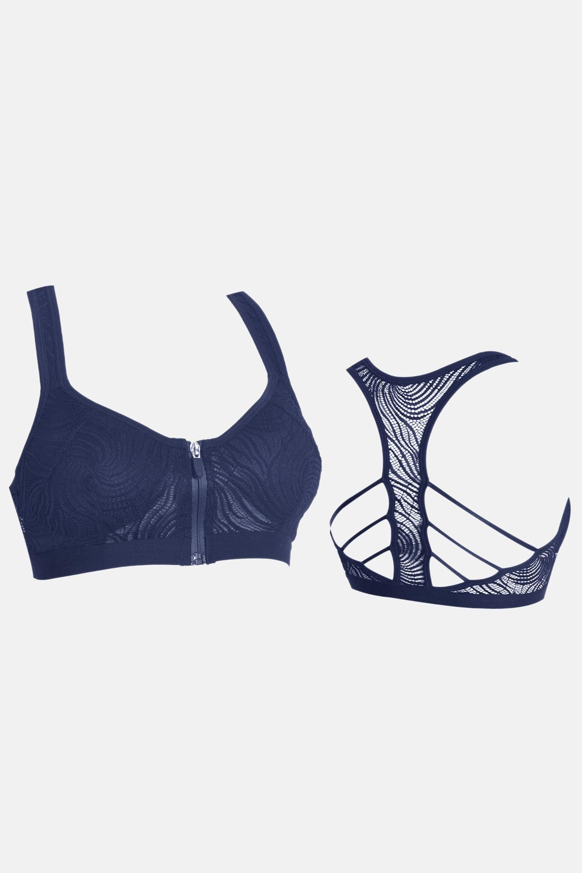 Koza Kadın Büstiyer Alttan Destekli Dantelli Fermuarlı - Ekru - Thumbnail