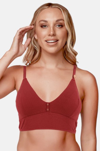 KOZA - Koza Kadın Büstiyer Düğmeli Fitilli Pamuklu - Bordo