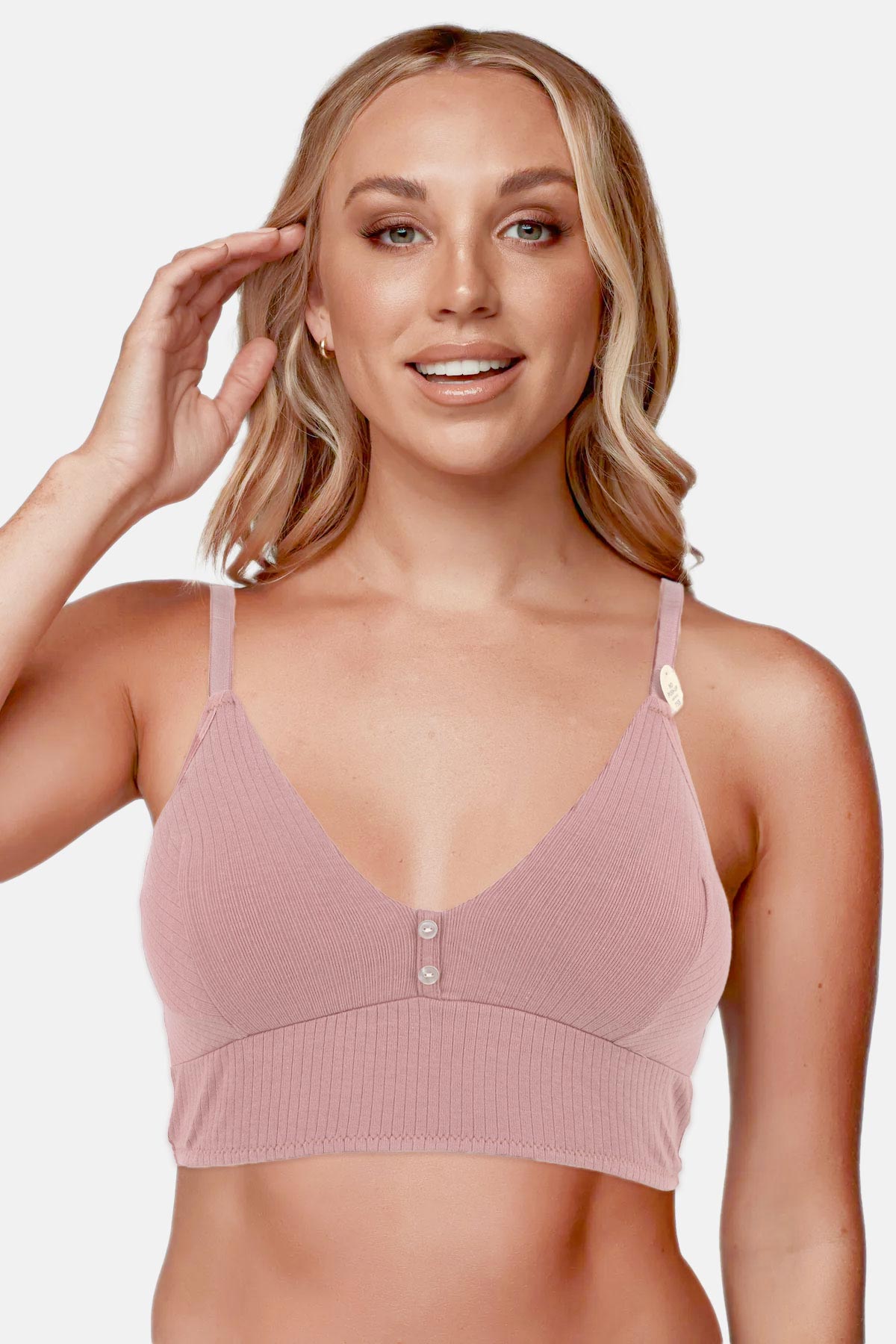 Koza Kadın Büstiyer Düğmeli Fitilli Pamuklu - Gökmavisi - Thumbnail