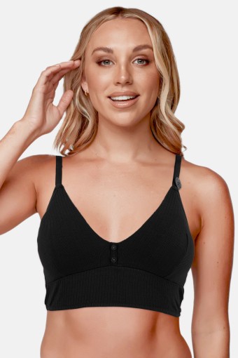 KOZA - Koza Kadın Büstiyer Düğmeli Fitilli Pamuklu - Siyah