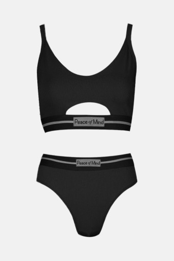 KOZA - Koza Kadın Büstiyer Takımı Kaşkorse Beli Latik Detaylı - Siyah