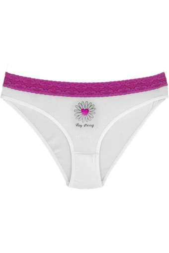 KOZA - Koza Kadın Beli Dantelli Baskılı Pamuk Slip Külot