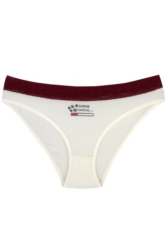 KOZA - Koza Kadın Beli Dantelli Baskılı Pamuk Slip Külot (1)