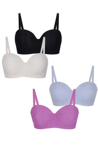 KOZA - Koza Kadın Dantelli Straplez Sütyen - Eflatun