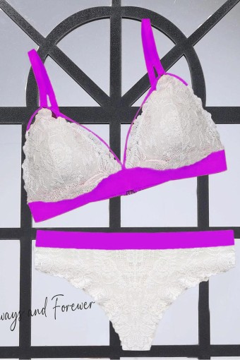 KOZA - Koza Kadın Dantelli Sütyen Külot Takımı - Fosforlu Fuşya