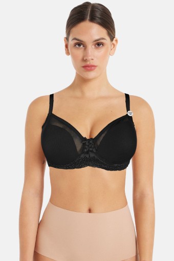 KOZA - Koza Kadın Desteksiz Sütyen Minimizer Dantel ve Tül Detaylı - Siyah
