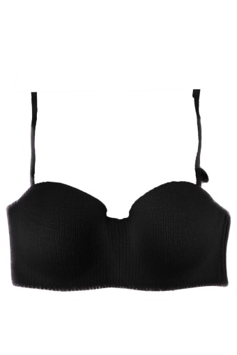KOZA - Koza Kadın Fitilli Pamuk Straplez Sütyen - Siyah