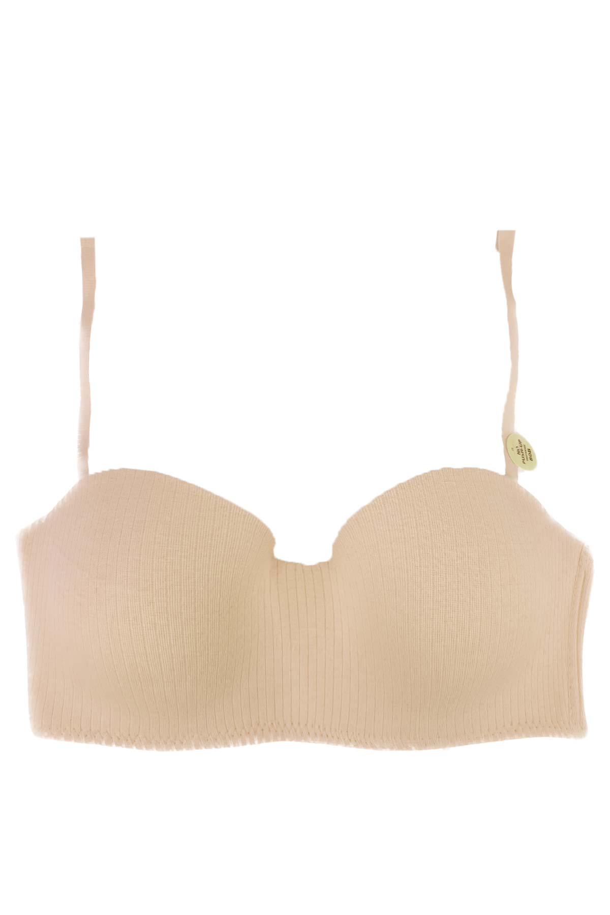 Koza Kadın Fitilli Pamuk Straplez Sütyen - Ten - Thumbnail