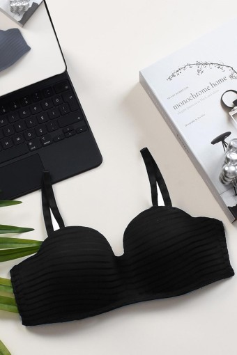 KOZA - Koza Kadın Gece İncisi Transparan Straplez Sütyen - Siyah