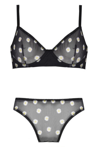 KOZA - Koza Kadın My Daisy Balenli Desteksiz Sütyen Külot Takım - Siyah