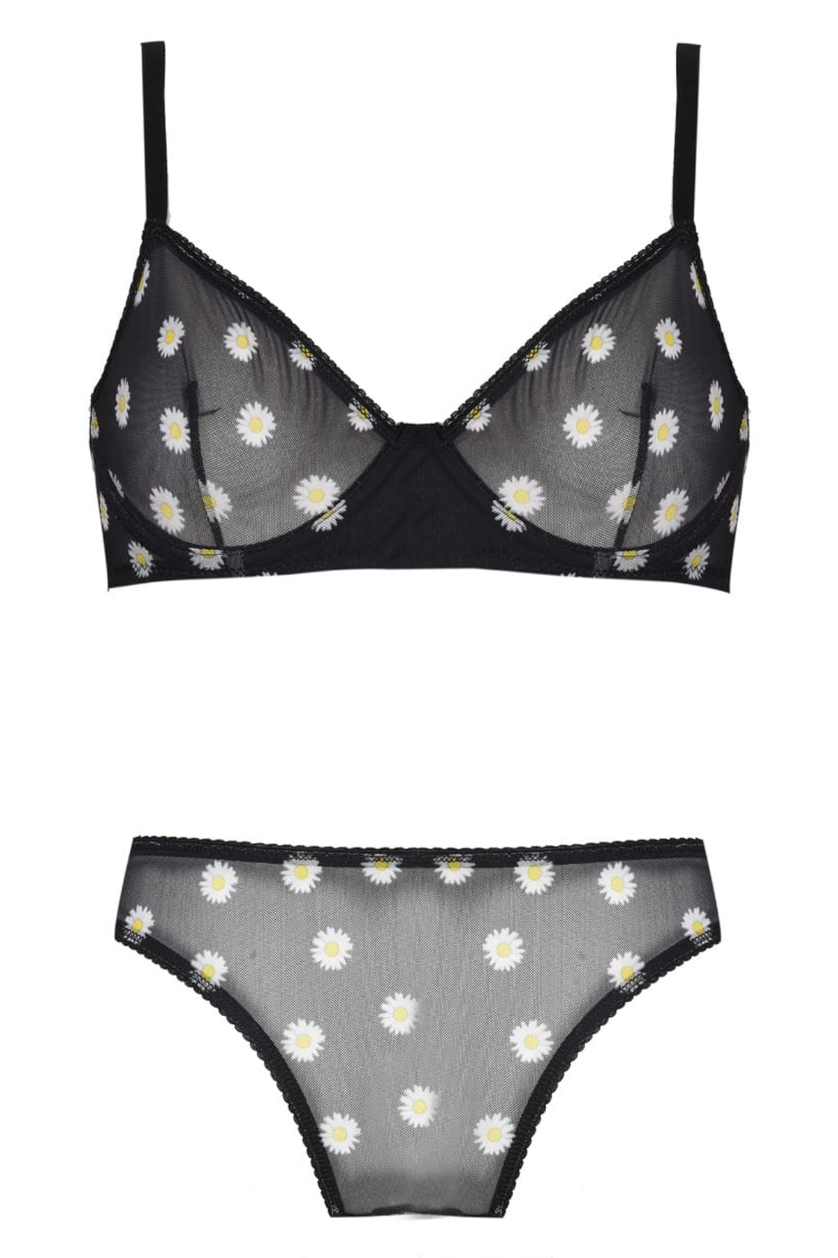 Koza Kadın My Daisy Balenli Desteksiz Sütyen Külot Takım - Siyah - Thumbnail