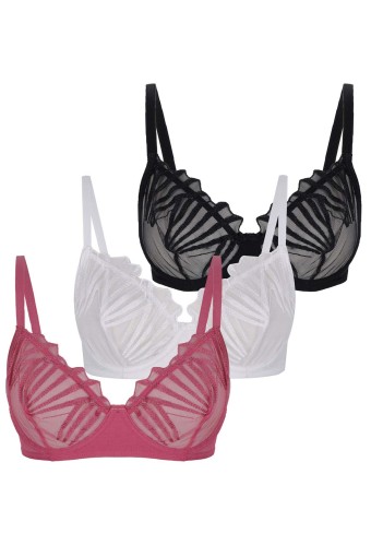 KOZA - Koza Kadın Nakışlı Brodeli Fantezi Balenli Sütyen - Ekru