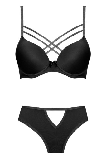 KOZA - Koza Kadın Polyamid Çapraz Dekolte İpli Sütyen Takım - Siyah
