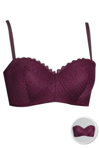 KOZA - Koza Kadın Polyamid Dantelli Straplez Sütyen - Bordo
