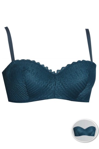 KOZA - Koza Kadın Polyamid Dantelli Straplez Sütyen - Petrol Yeşili