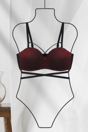 KOZA - Koza Kadın Straplez Simli Destekli Sütyen - Bordo