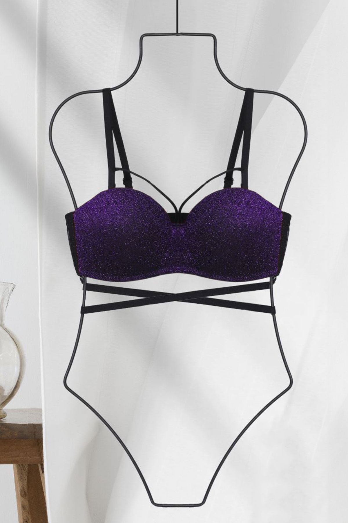 Koza Kadın Straplez Simli Destekli Sütyen - Gümüş - Thumbnail