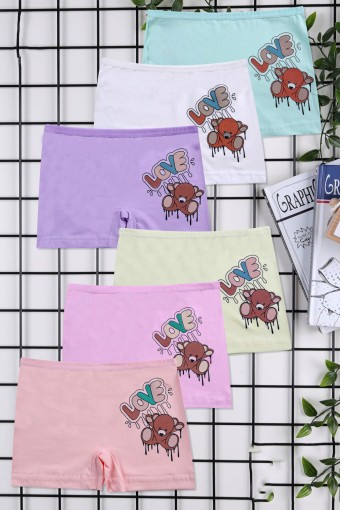KOZA - Koza Kız Çocuk Boxer Love Ayı Desenli Baskılı