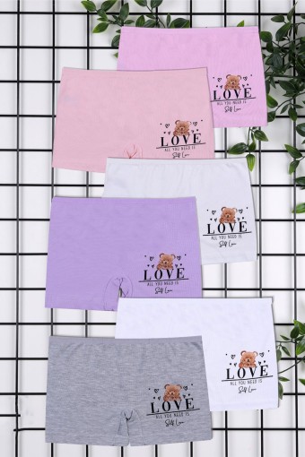 KOZA - Koza Kız Çocuk Boxer Love Ayıcık Baskılı Boxer