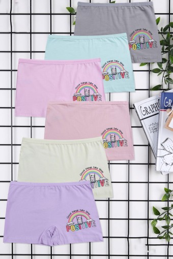 KOZA - Koza Kız Çocuk Boxer Pozıtıve Desenli Baskılı