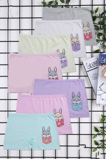 KOZA - Koza Kız Çocuk Boxer Tavşan Desenli Baskılı
