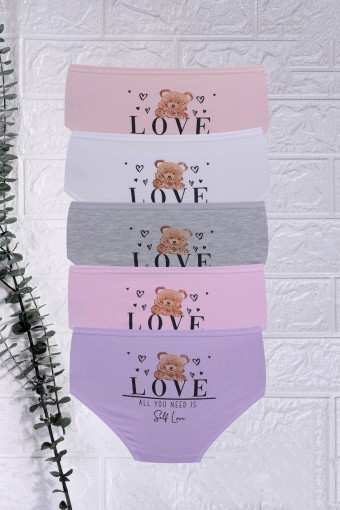 KOZA - Koza Kız Çocuk Slip Külot Desenli Baskılı