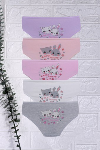 KOZA - Koza Kız Çocuk Slip Külot Tavşan Baskılı